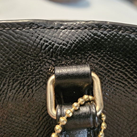 Coach mini satchel black patent leathetw/ gold hardware & 48" shoulder strap. - Picture 9 of 9
